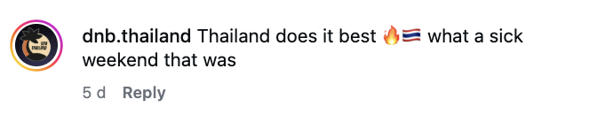 Fan IG comment about DnB Allstars Thailand 2026