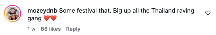Fan IG comment about DnB Allstars Thailand 2026
